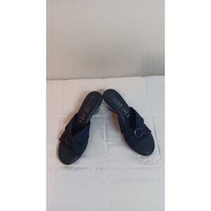Women's ITALIAN SHOEMAKERS Navy Wedge-Heel Sandals US Size 9M Made in Italy